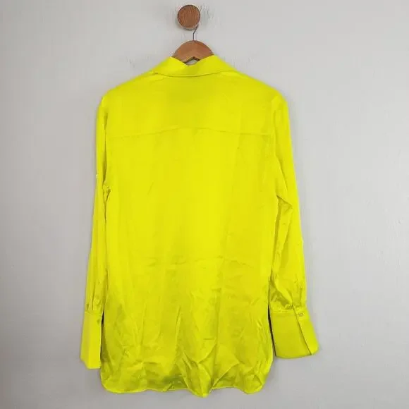 NEW Ser.O.Ya by Retrofête Cayne Silk Shirt - Neon Lime Yellow - XS - $375 - Picture 11 of 12
